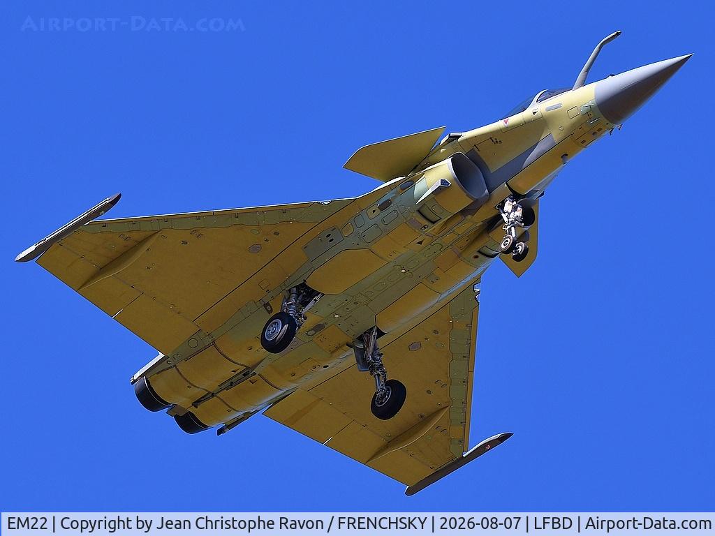 Aircraft EM22, 2026 Dassault Rafale EM, c/n 22, Flight test, at LFBD, photo by Jean Christophe Ravon / FRENCHSKY