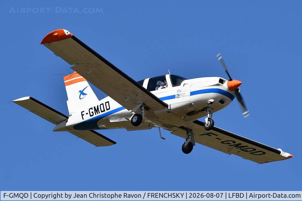 Aircraft F-GMQD, Socata TB-20, c/n 1621, ENAC Ecole Nationale de l'Aviation Civile, La Rochelle (LRH) Bordeaux (BOD) NAK107 landing runway 05, at LFBD, photo by Jean Christophe Ravon / FRENCHSKY