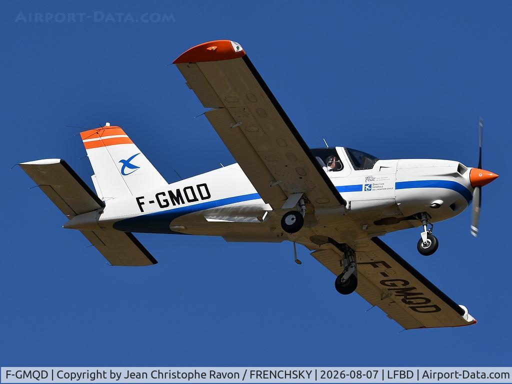 Aircraft F-GMQD, Socata TB-20, c/n 1621, ENAC Ecole Nationale de l'Aviation Civile, La Rochelle (LRH) Bordeaux (BOD) NAK107 landing runway 05, at LFBD, photo by Jean Christophe Ravon / FRENCHSKY