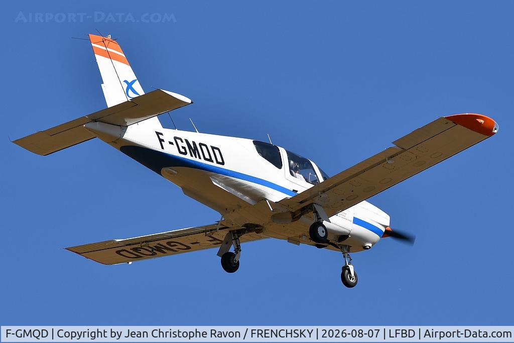 Aircraft F-GMQD, Socata TB-20, c/n 1621, ENAC Ecole Nationale de l'Aviation Civile, La Rochelle (LRH) Bordeaux (BOD) NAK107 landing runway 05, at LFBD, photo by Jean Christophe Ravon / FRENCHSKY