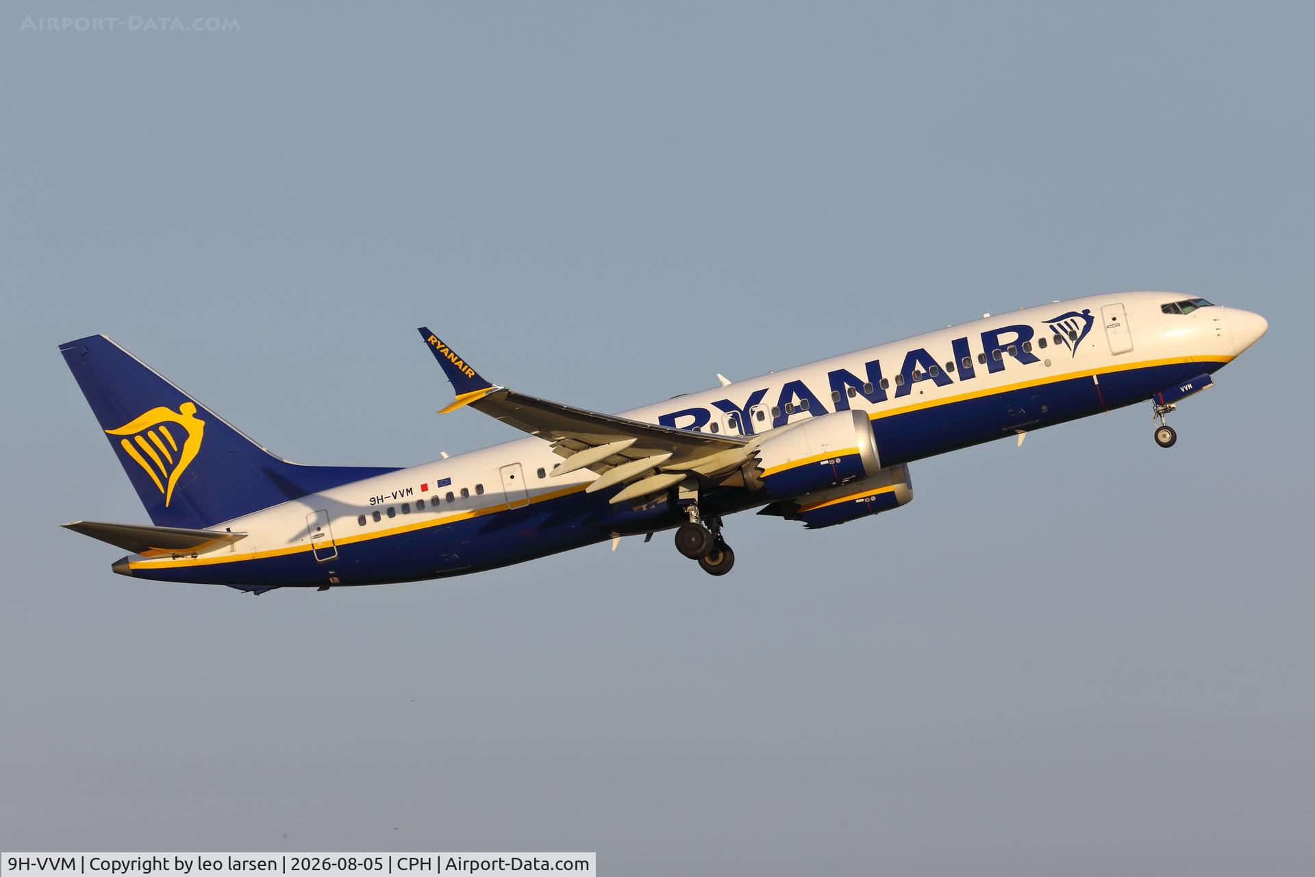 Aircraft 9H-VVM, 2023 Boeing 737-8-200 MAX, c/n 67090 l/n 8831, Copenhagen 5.8.2026, at CPH, photo by leo larsen