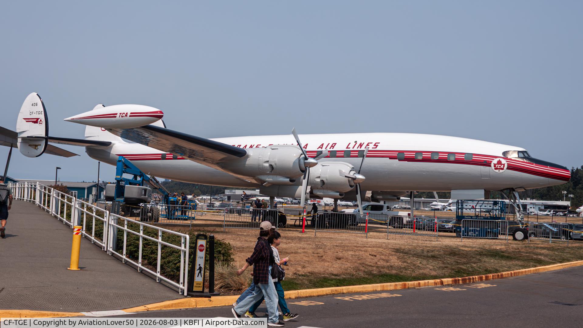 Aircraft CF-TGE, 1954 Lockheed L-1049C Super Constellation, c/n 4544, TCA Super Connie, at KBFI, photo by AviationLover50