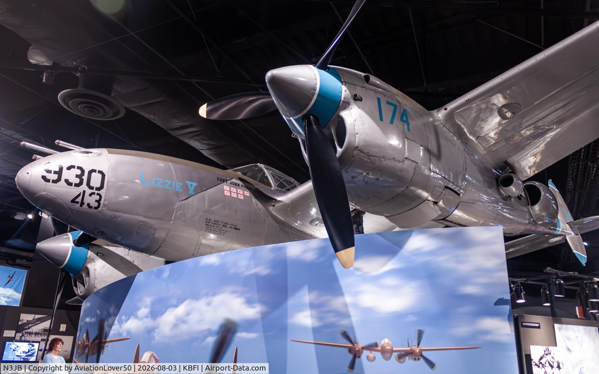 Aircraft N3JB, 1944 Lockheed P-38L Lightning, c/n 422-8352, P-38L, at KBFI, photo by AviationLover50