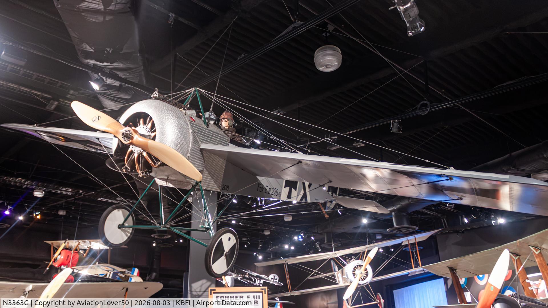 Aircraft N3363G, Appleby James S FOKKER E III, c/n AA107, Fokker E.III Eindecker replica, at KBFI, photo by AviationLover50