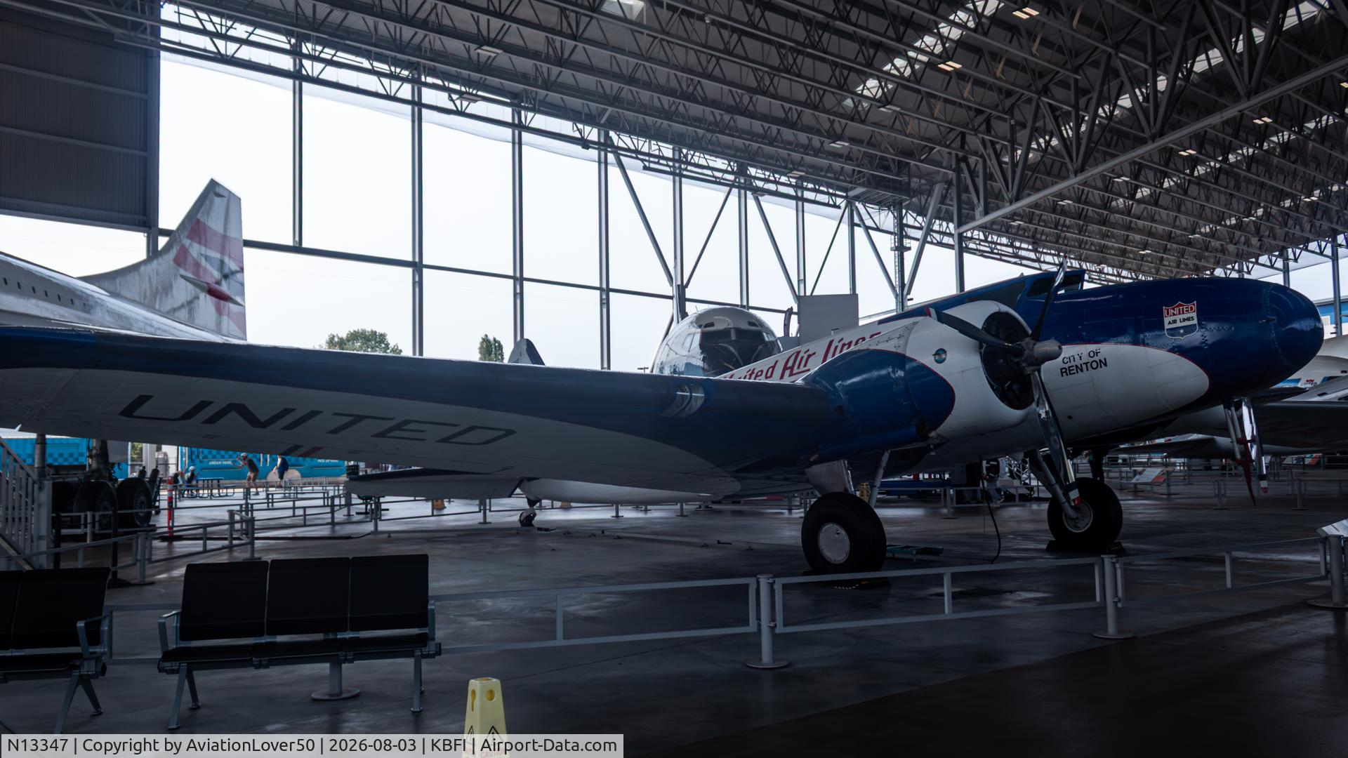 Aircraft N13347, 1933 Boeing 247D, c/n 1729, United Boeing 247, at KBFI, photo by AviationLover50