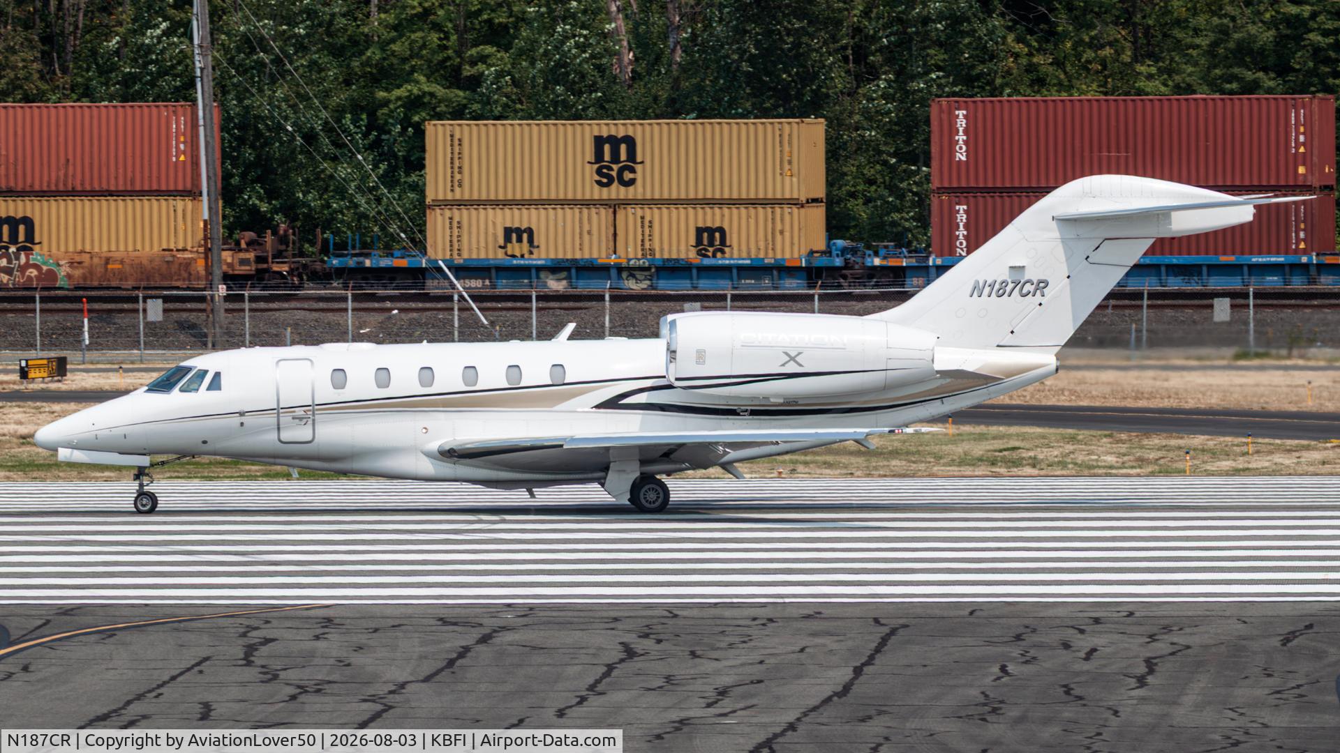 Aircraft N187CR, 2000 Cessna 750 Citation X Citation X, c/n 750-0119, Baker Aviation Citation X, at KBFI, photo by AviationLover50