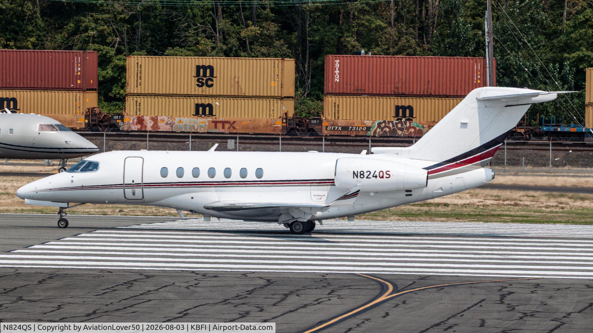 Aircraft N824QS, 2021 Cessna 700 Citation Longitude, c/n 700-0062, NetJets Citation Longitude, at KBFI, photo by AviationLover50