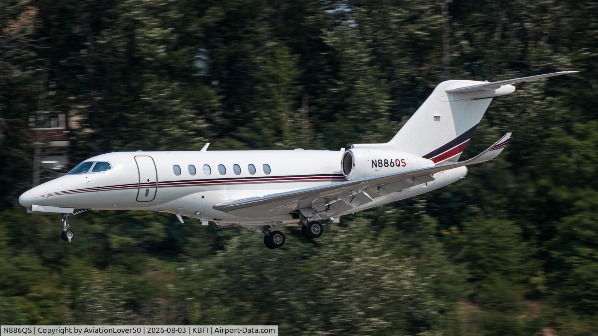 Aircraft N886QS, 2025 Cessna 700 Citation Longitude, c/n 700-0146, NetJets Citation Longitude, at KBFI, photo by AviationLover50