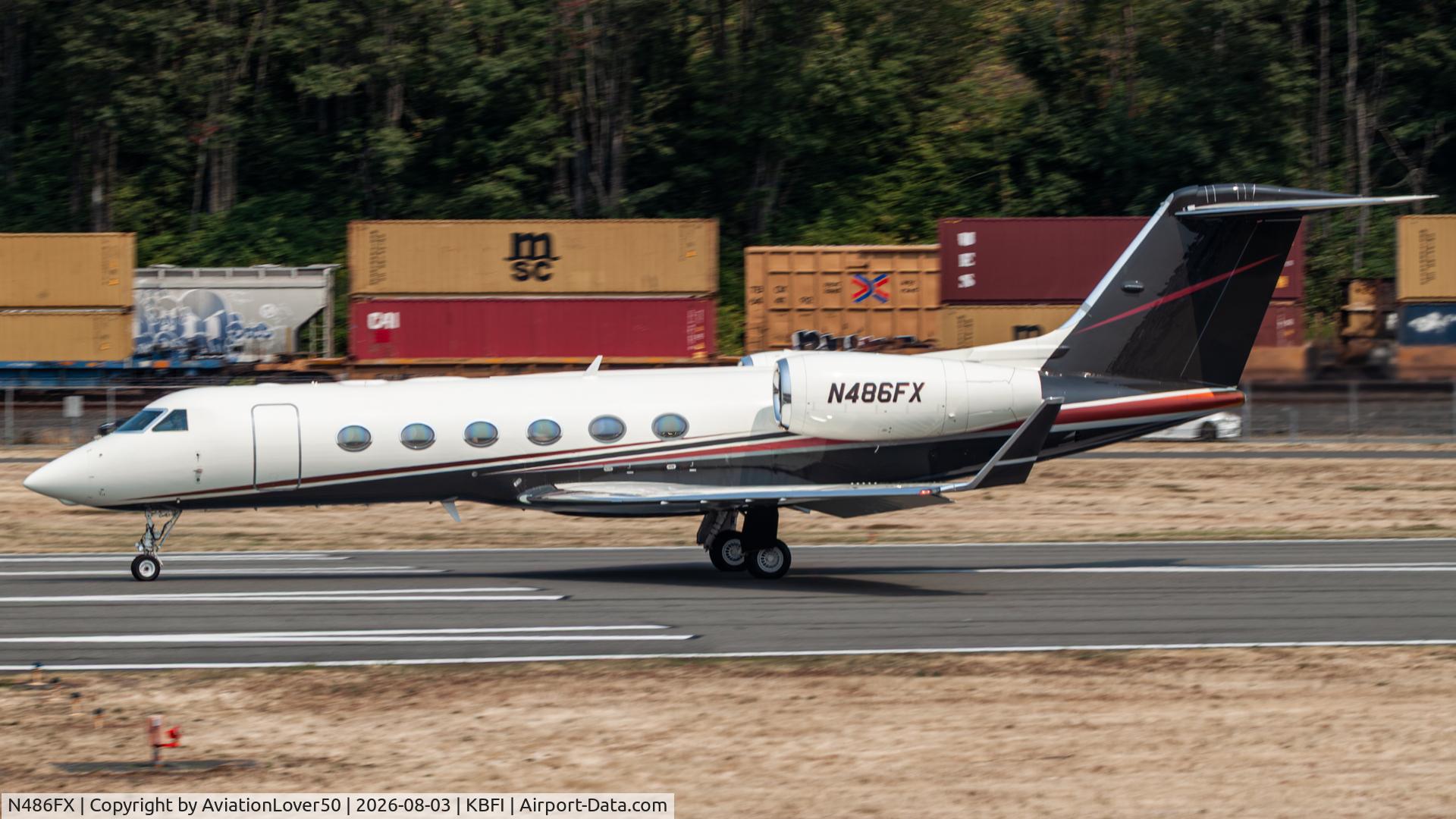 Aircraft N486FX, 2016 Gulfstream Aerospace GIV-X (G450), c/n 4359, FlexJet G450, at KBFI, photo by AviationLover50