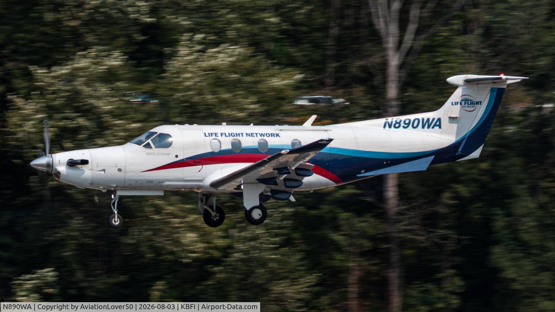 Aircraft N890WA, 2009 Pilatus PC-12/47E, c/n 1189, Life Flight Network PC-12NG, at KBFI, photo by AviationLover50