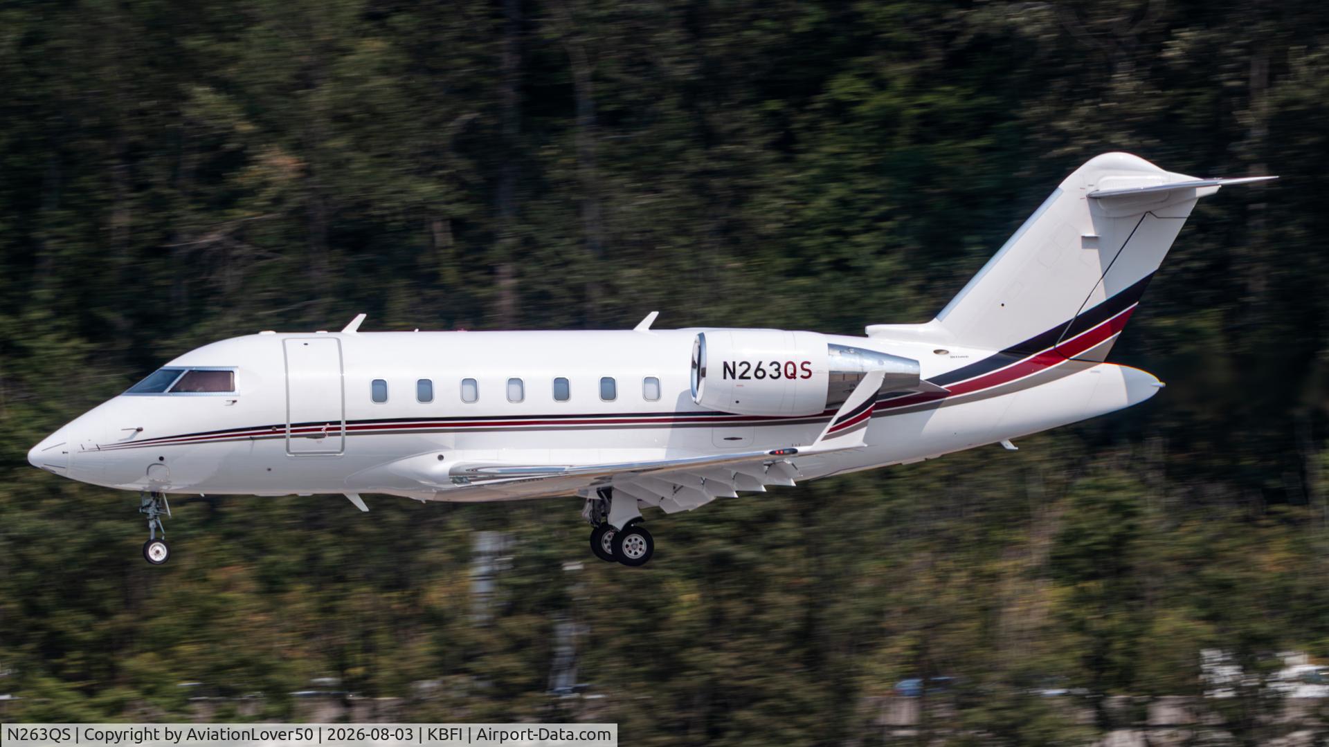 Aircraft N263QS, 2024 Bombardier Challenger 650 (CL-600-2B16), c/n 6204, NetJets Challenger 650, at KBFI, photo by AviationLover50