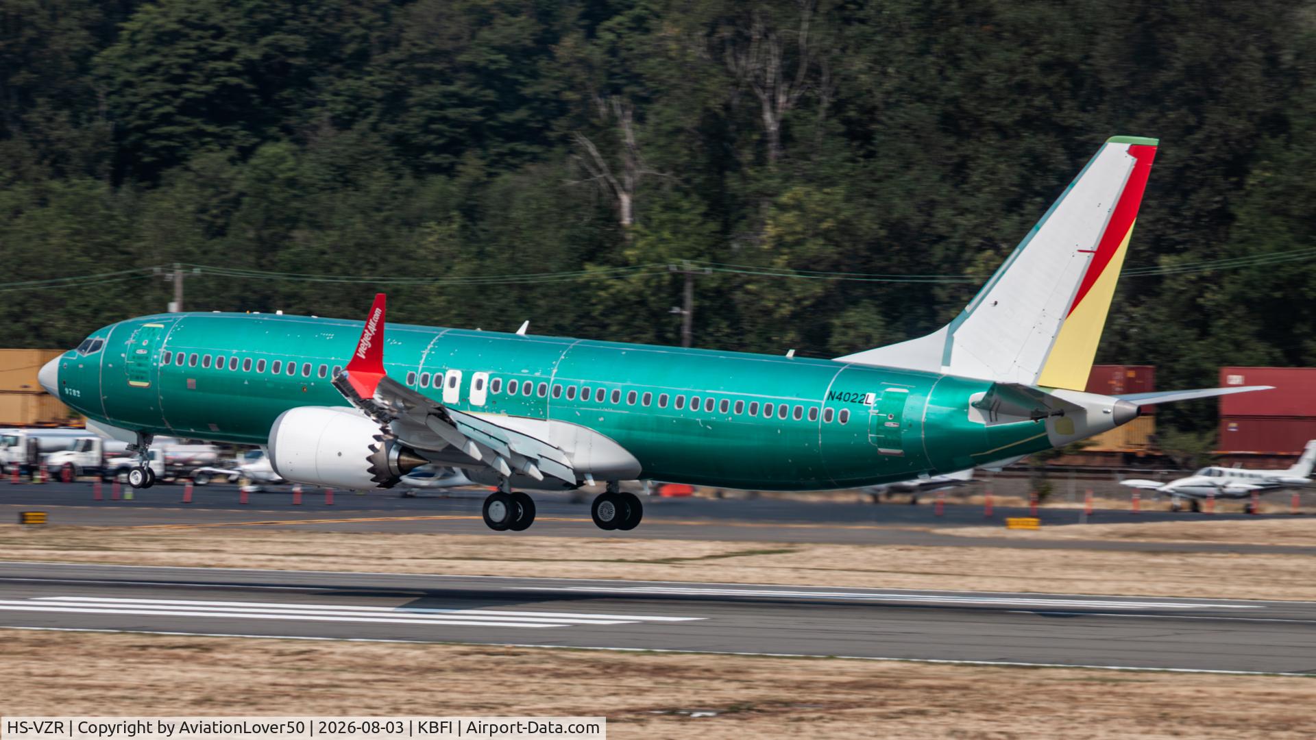 Aircraft HS-VZR, 2026 Boeing 737-8 MAX, c/n 63918 l/n 9782, VietJetAir MAX 8 on it's maiden flight into BFI, at KBFI, photo by AviationLover50