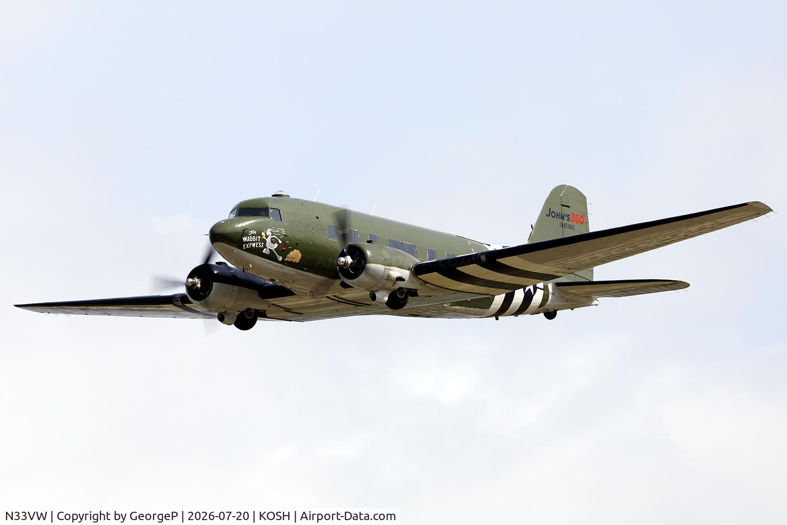 Aircraft N33VW, 1943 Douglas DC3C-S1C3G (C-47A), c/n 20401, Airventure 2026., at KOSH, photo by GeorgeP