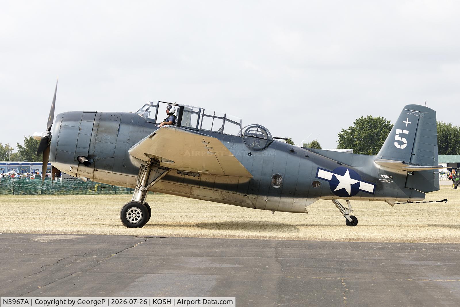 Aircraft N3967A, 1945 Grumman TBM-3U Avenger, c/n 53835, Airventure 2026., at KOSH, photo by GeorgeP