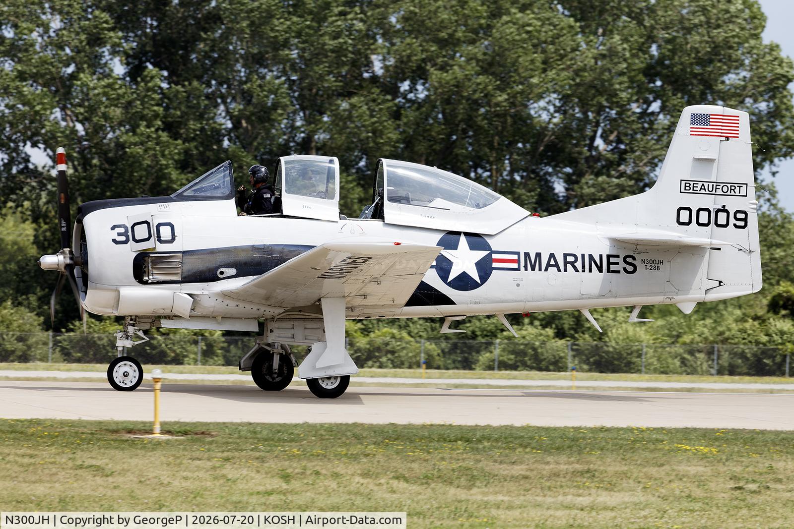 Aircraft N300JH, 1955 North American T-28B Trojan, c/n 219-8, Airventure 2026., at KOSH, photo by GeorgeP