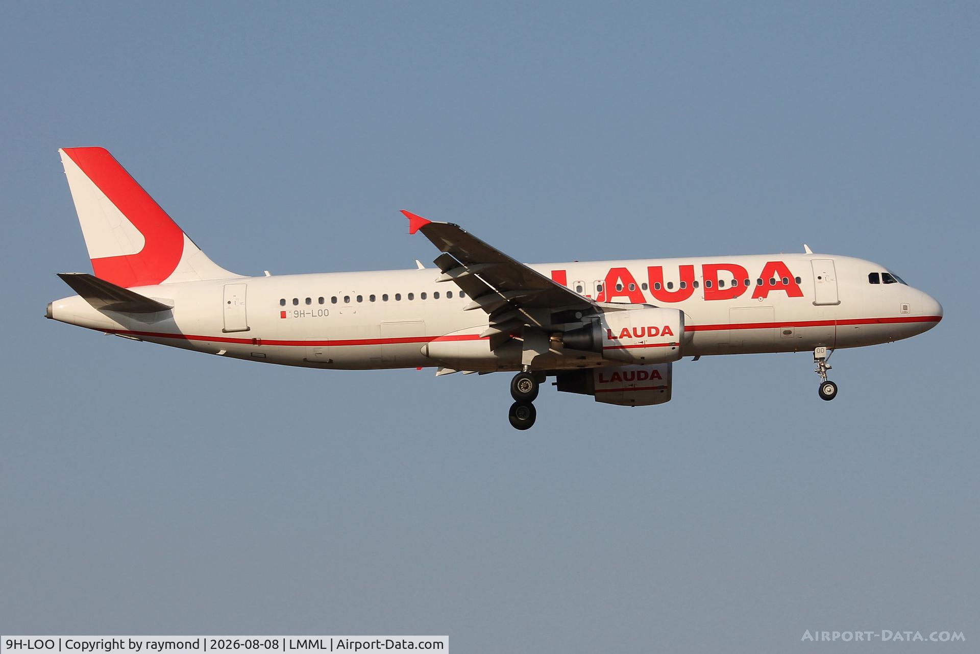 Aircraft 9H-LOO, 2006 Airbus A320 214, c/n 3027, Airbus A320-214 of Lauda Europe reg 9H-LOO on final approach for RW31 Malta., at LMML, photo by raymond