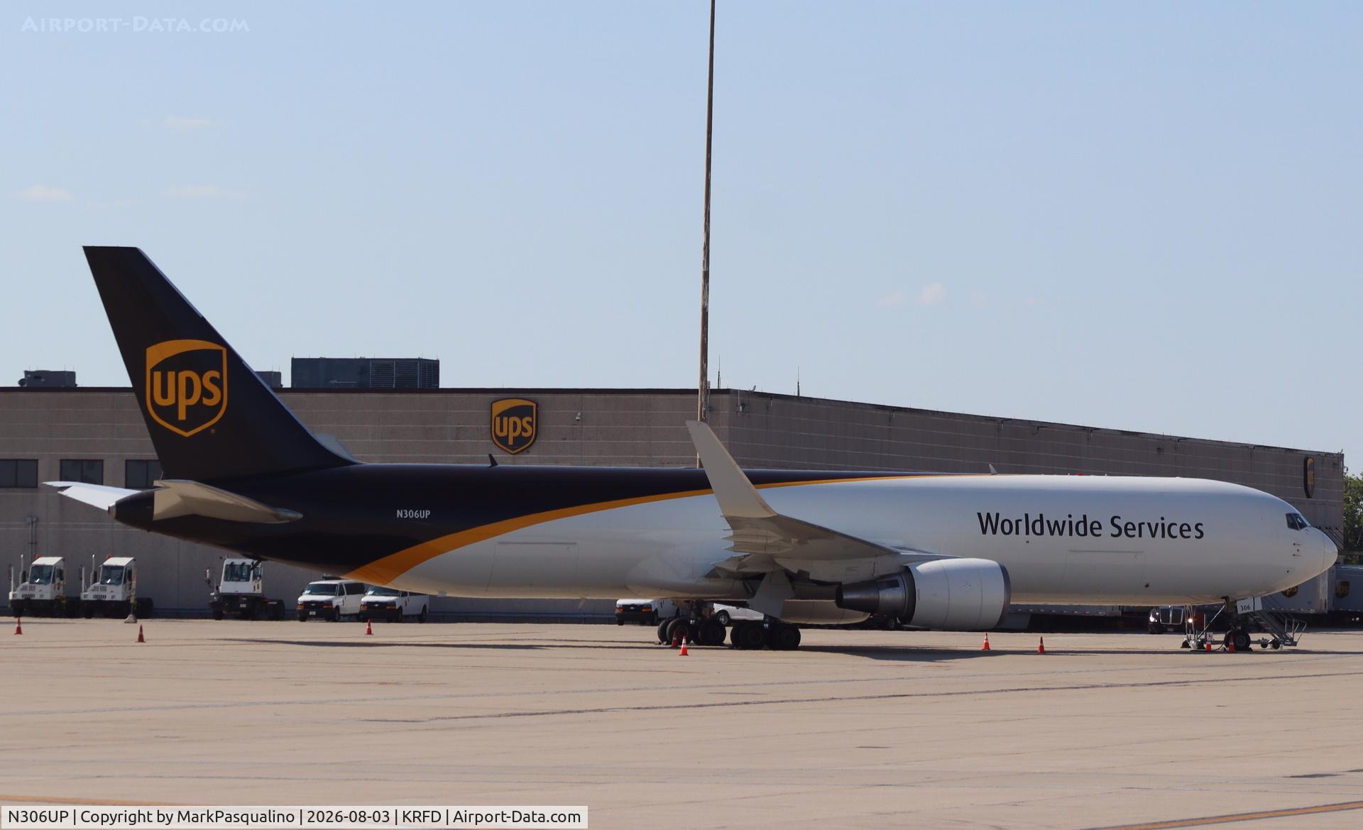 Aircraft N306UP, 1996 Boeing 767-34AF, c/n 27759 l/n 622, Boeing 767-34AF, at KRFD, photo by MarkPasqualino