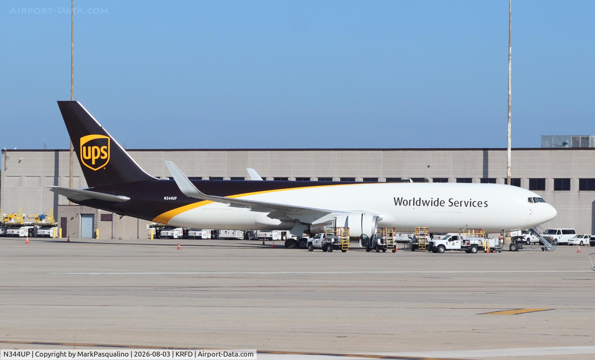 Aircraft N344UP, 2011 Boeing 767-34AF, c/n 37866, Boeing 767-34AF, at KRFD, photo by MarkPasqualino