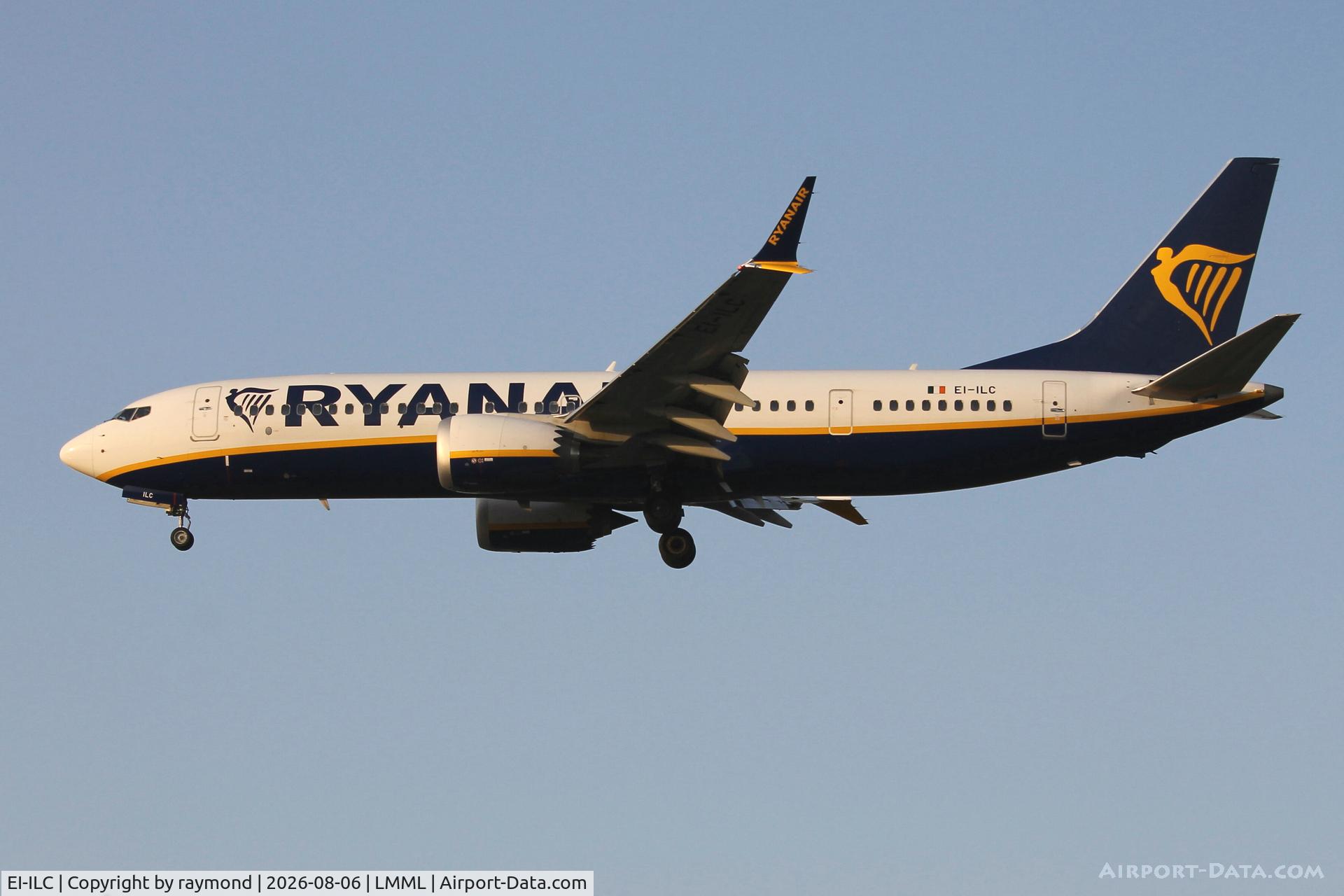 Aircraft EI-ILC, 2025 Boeing 737 Max 8, c/n 62396 l/n 9322, Boeing 737-8 MAX EI-ILC of Ryanair approaching RW31 Malta., at LMML, photo by raymond