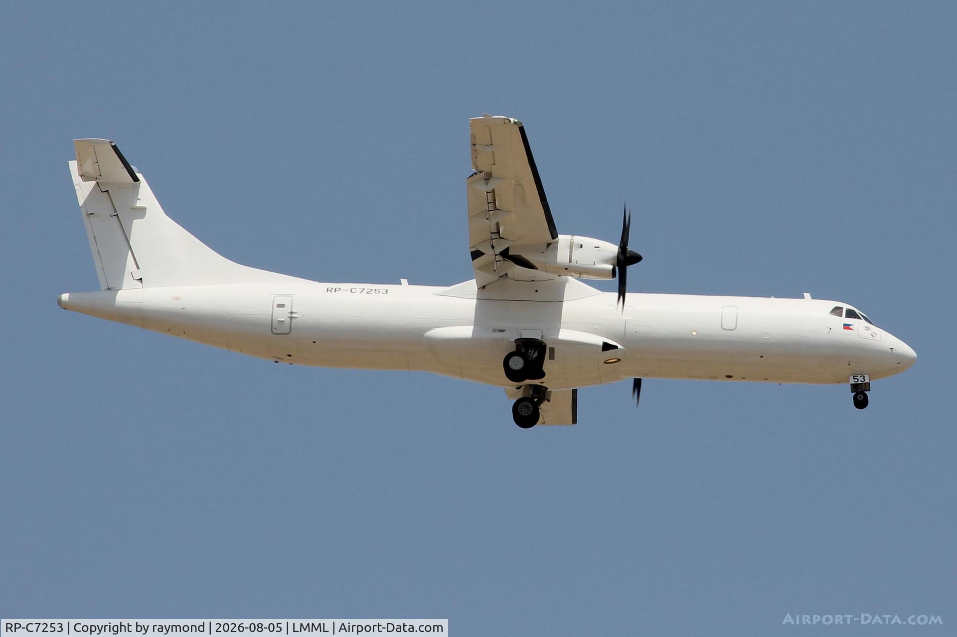 Aircraft RP-C7253, 2008 ATR 72-212A, c/n 828, ATR 72-500F of Cebu Pacific reg RP-C7253 seen landing in Malta RW13 on a ferry flight to new owner North Star Air., at LMML, photo by raymond