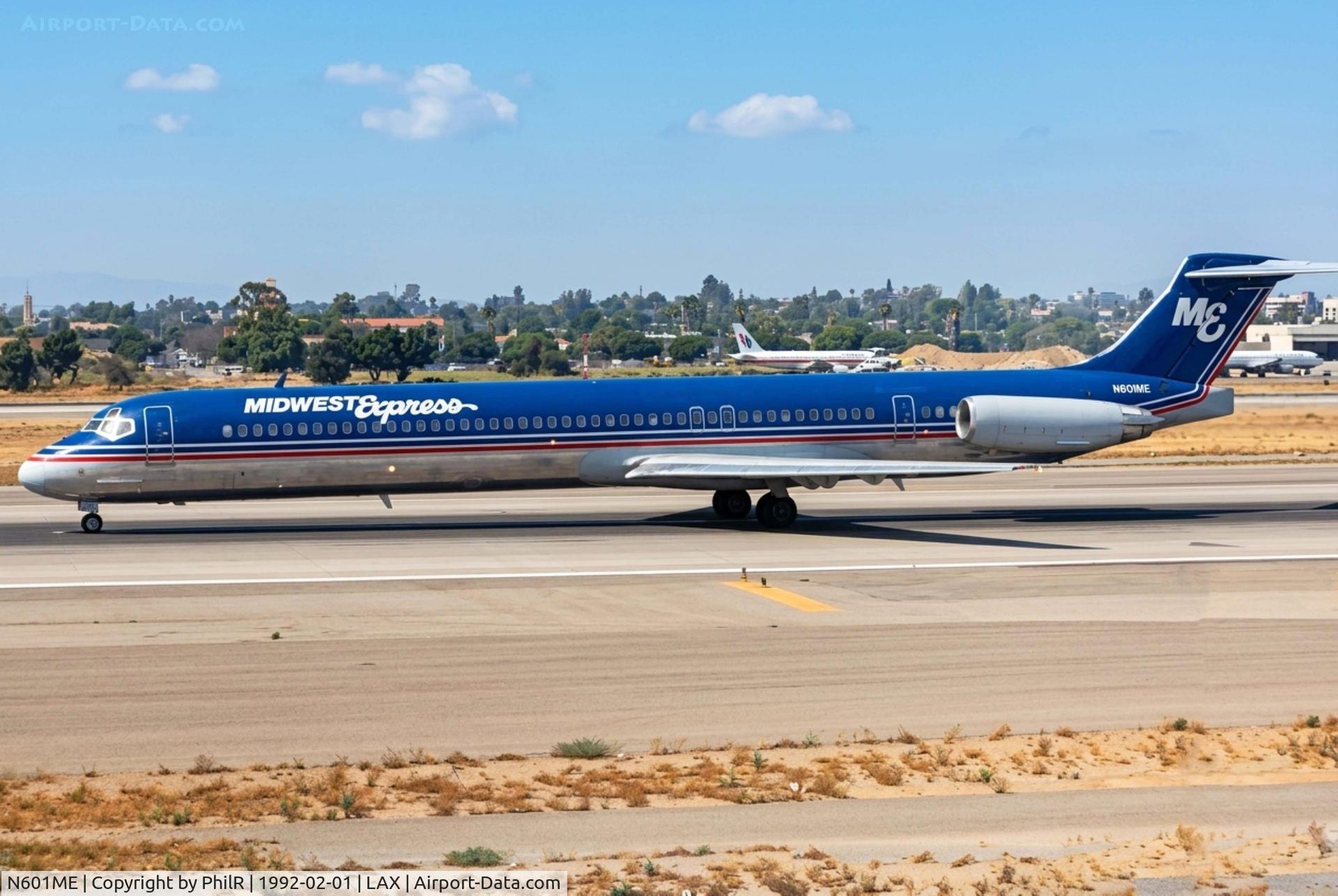 Aircraft N601ME, 1989 McDonnell Douglas MD-88, c/n 49762, N601ME 1989 MD88 Midwest Express LAX, at LAX, photo by PhilR