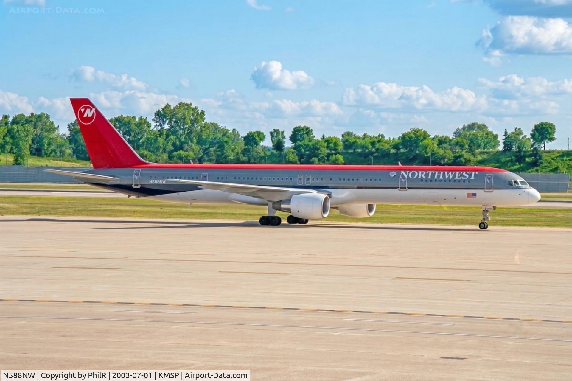 Aircraft N588NW, 2003 Boeing 757-351, c/n 32988 l/n 1024, N588NW 2003 B757-300 Northeast MSP, at KMSP, photo by PhilR