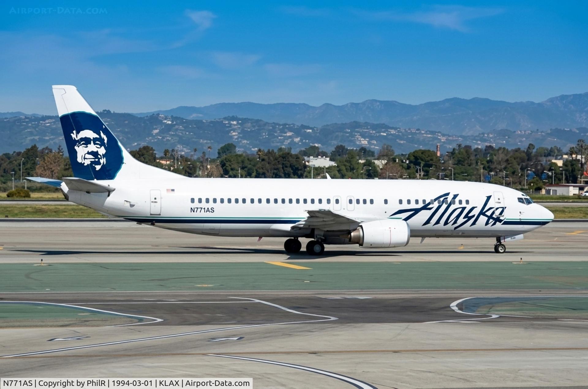 Aircraft N771AS, 1993 Boeing 737-4Q8, c/n 25104, N771AS 1993 B737-400 Alaska Airlines LAX, at KLAX, photo by PhilR