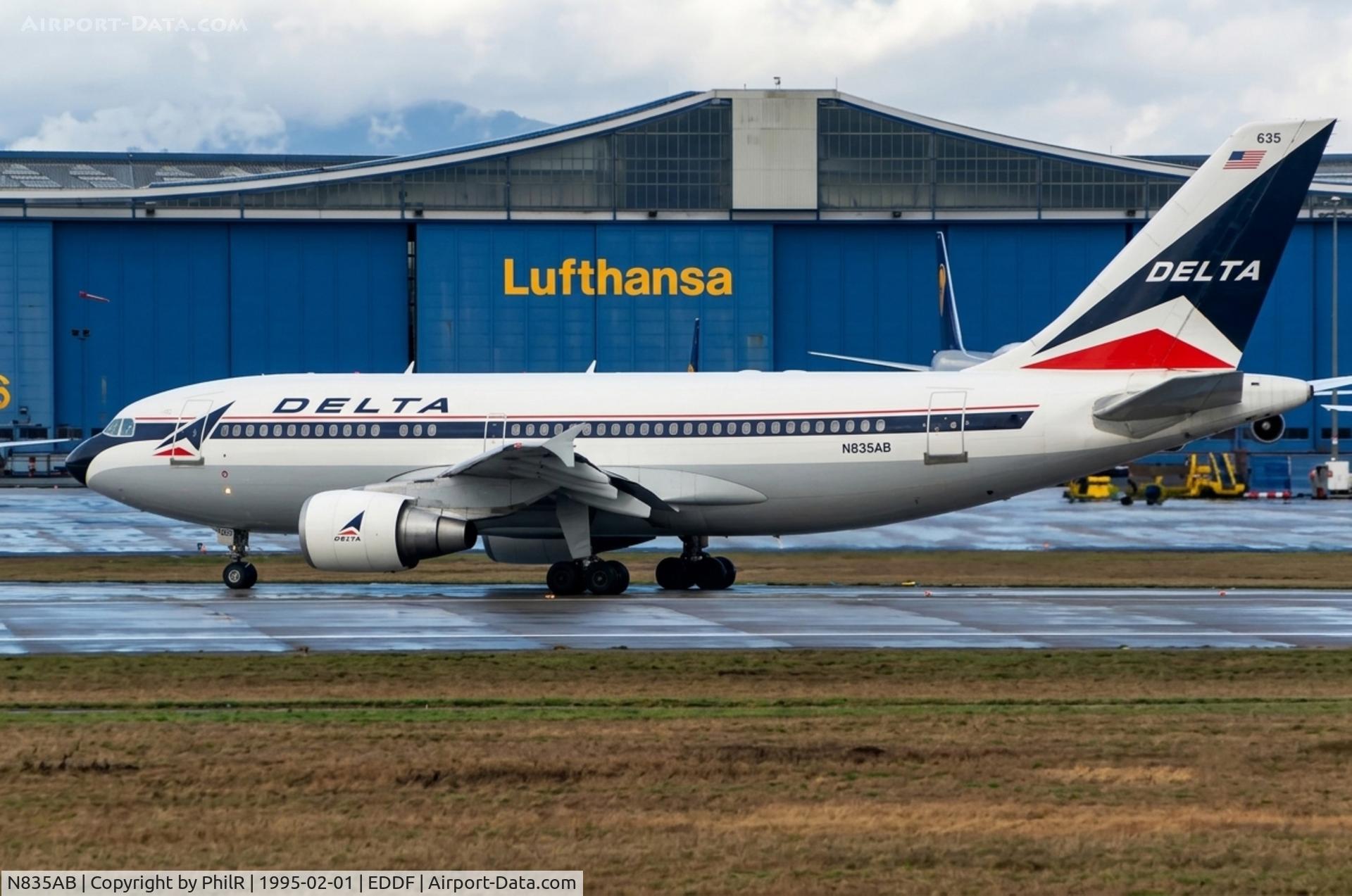 Aircraft N835AB, 1993 Airbus A310-325, c/n 650, N835AB 1993 A310-300 Delta FRA, at EDDF, photo by PhilR