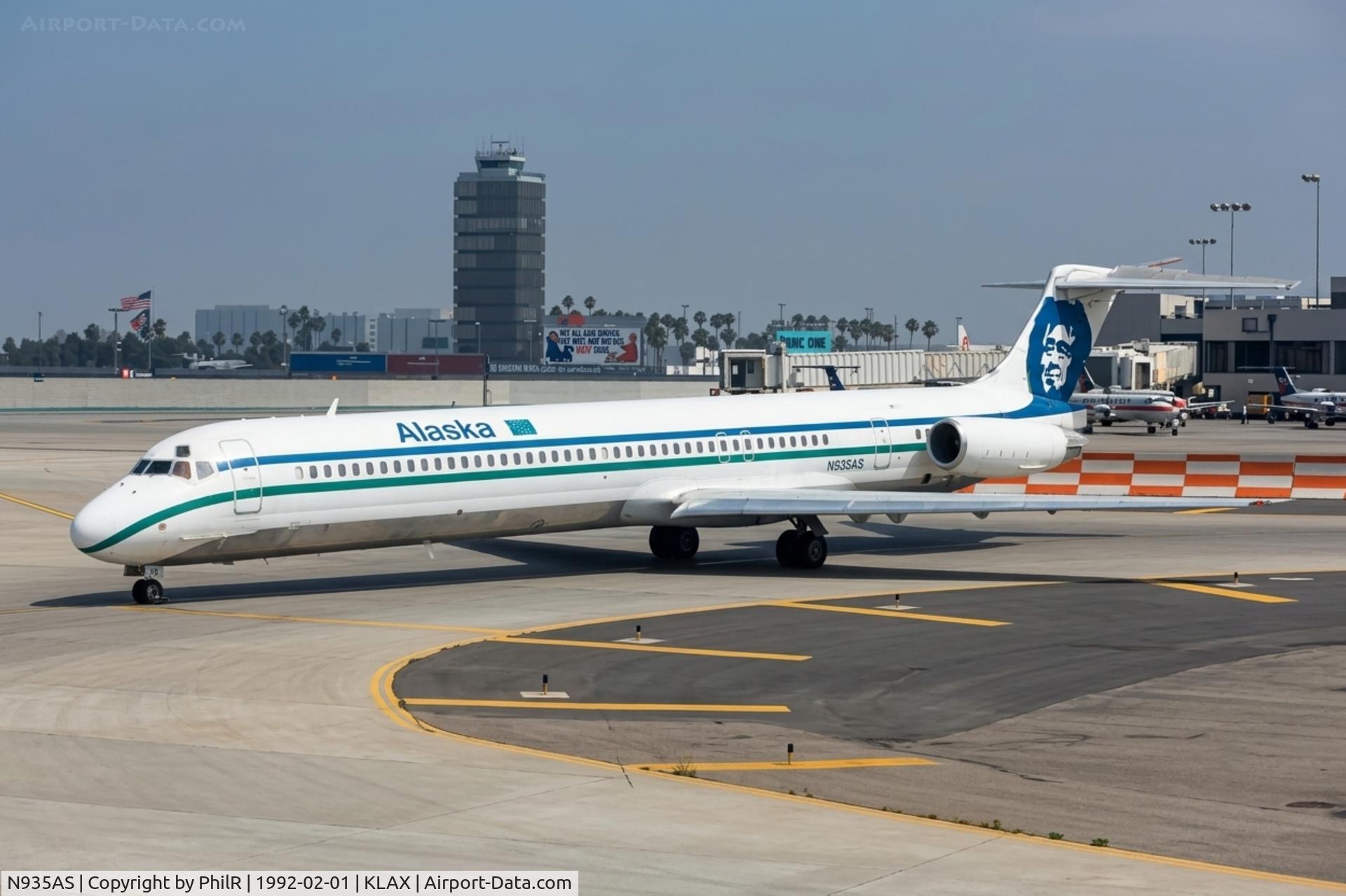 Aircraft N935AS, 1985 McDonnell Douglas MD-82 (DC-9-82), c/n 49236, N935AS 1985 MD82 Alaskan LAX, at KLAX, photo by PhilR