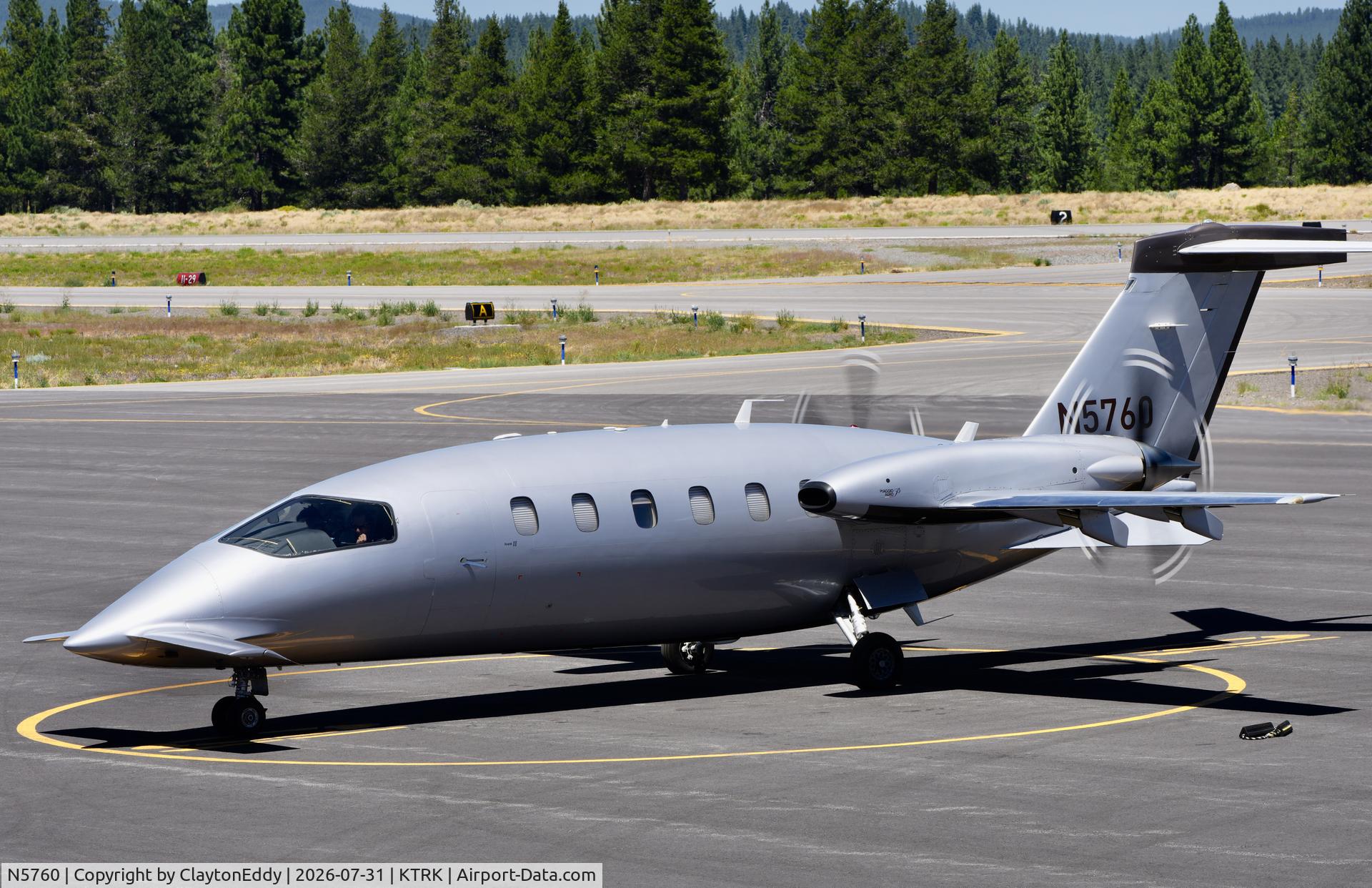 Aircraft N5760, 2008 Piaggio Aero Industries SPA. P180 Avnati II, c/n 1162, Truckee Tahoe airport in California 2026, at KTRK, photo by ClaytonEddy