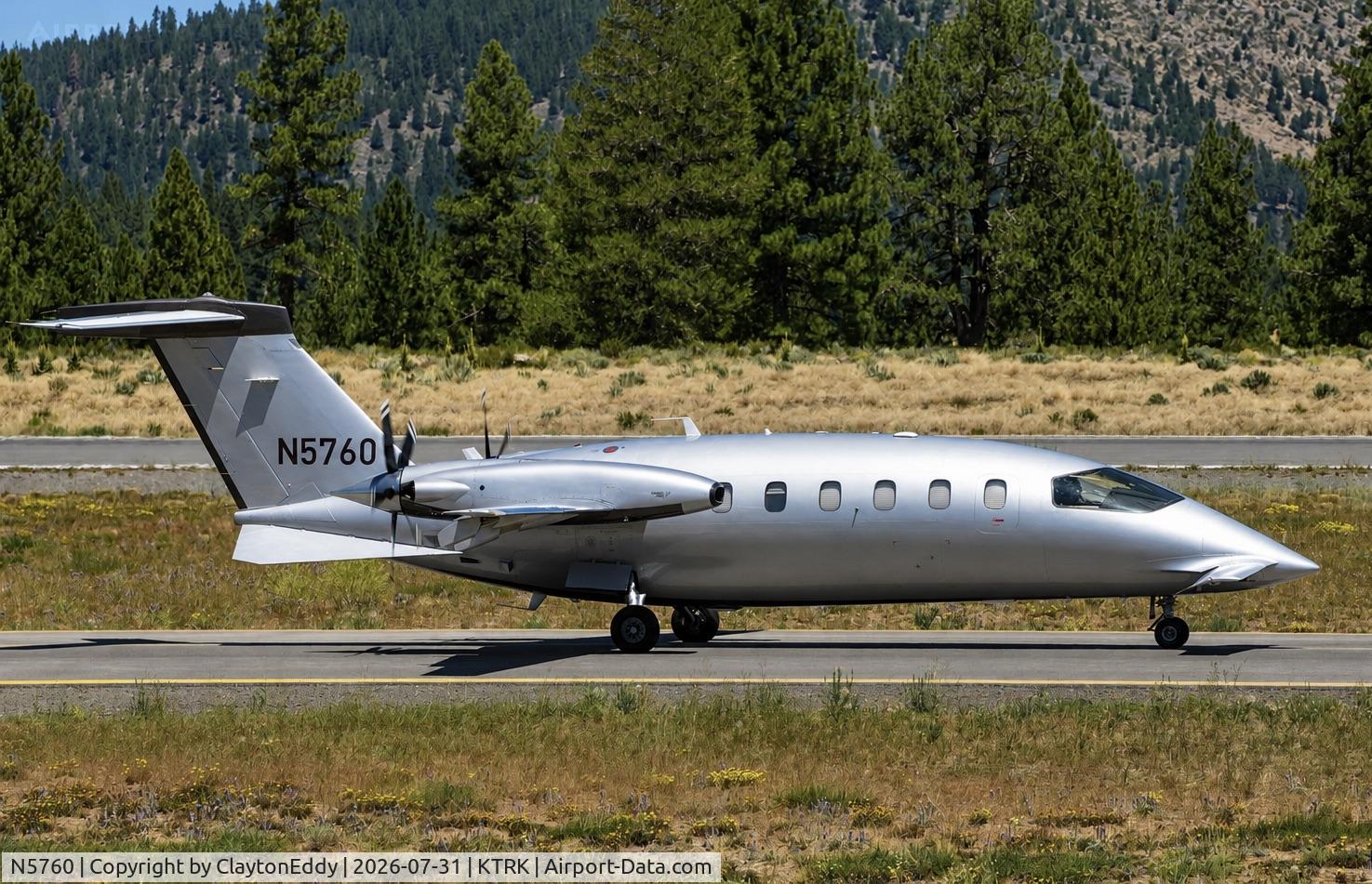 Aircraft N5760, 2008 Piaggio Aero Industries SPA. P180 Avnati II, c/n 1162, Truckee Tahoe airport in California 2026, at KTRK, photo by ClaytonEddy