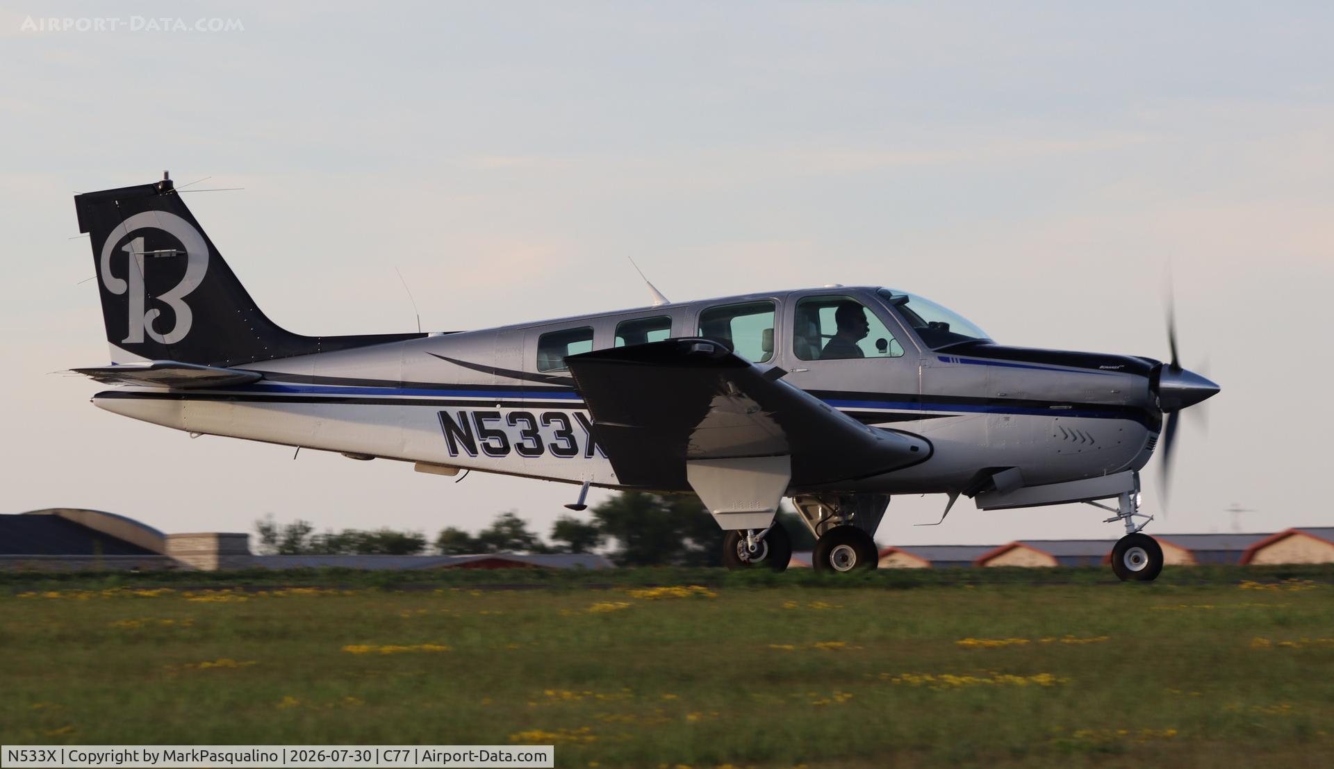 Aircraft N533X, 1985 Beech A36 Bonanza 36, c/n E-2234, Beech A36, at C77, photo by MarkPasqualino