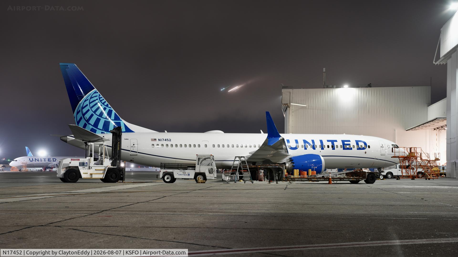 Aircraft N17452, 2026 Boeing 737 MAX 9, c/n 43428 l/n 9584, SFO 2026, at KSFO, photo by ClaytonEddy