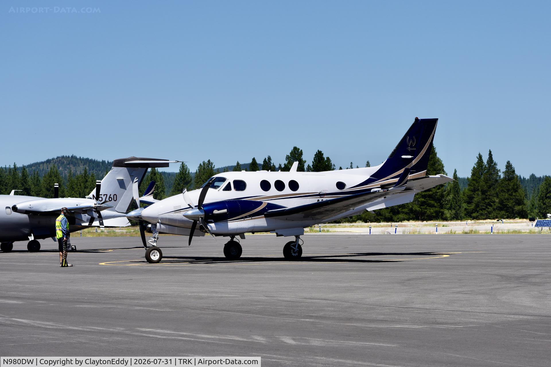 Aircraft N980DW, 2014 Beechcraft C90GTi King Air, c/n LJ-2117, Truckee Tahoe airport in California 2026, at TRK, photo by ClaytonEddy