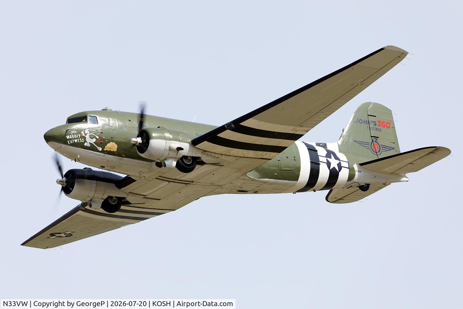 Aircraft N33VW, 1943 Douglas DC3C-S1C3G (C-47A), c/n 20401, Airventure 2026., at KOSH, photo by GeorgeP