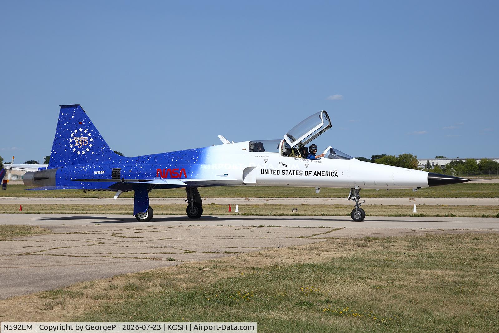 Aircraft N592EM, 1978 Northrop F 5F, c/n 78-0803, Airventure 2026., at KOSH, photo by GeorgeP