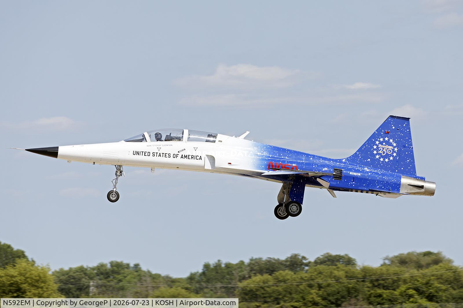 Aircraft N592EM, 1978 Northrop F 5F, c/n 78-0803, Airventure 2026., at KOSH, photo by GeorgeP