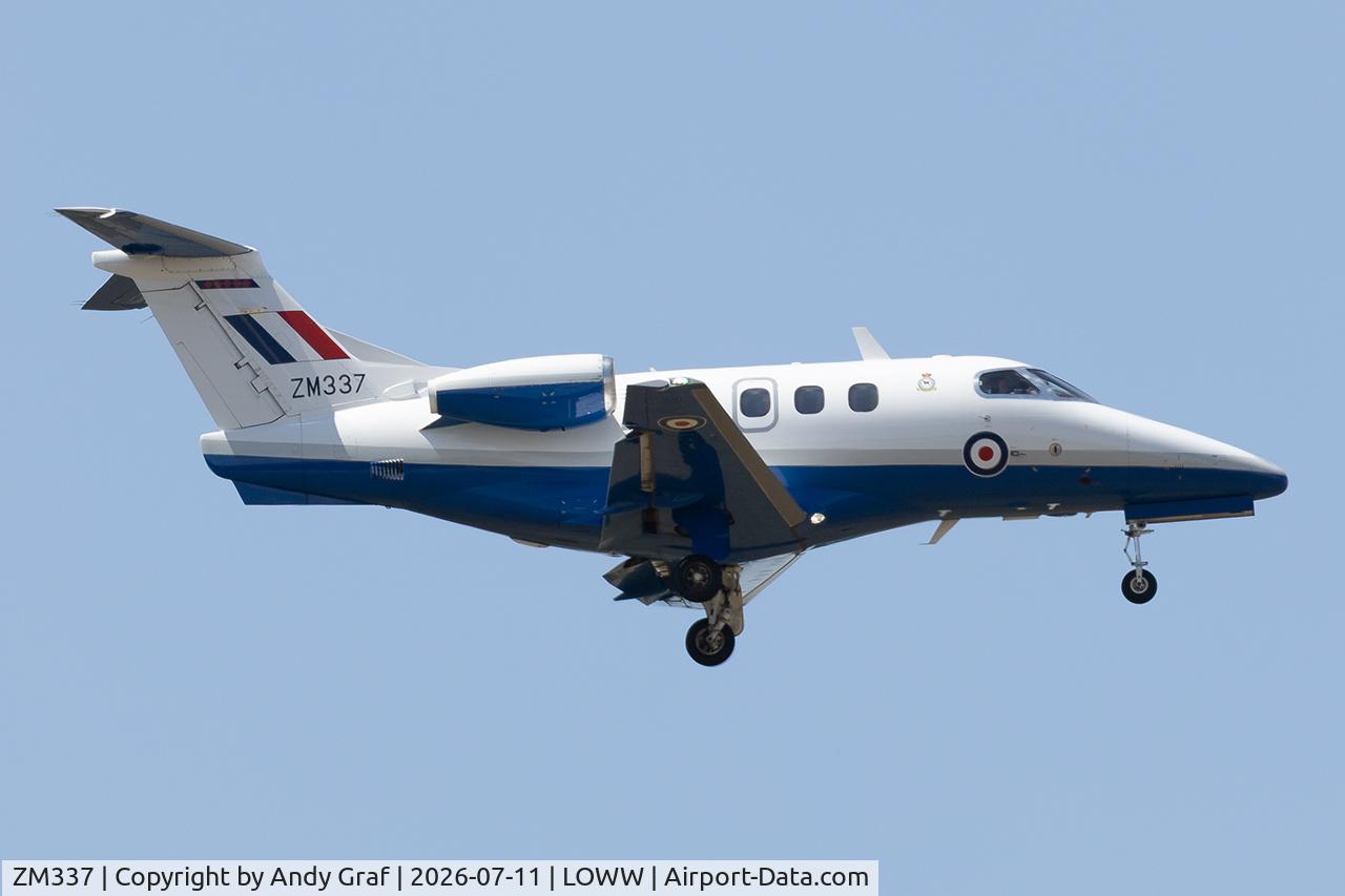 Aircraft ZM337, 2017 Embraer EMB-500 Phenom 100, c/n 50000386, RAF EMB500, at LOWW, photo by Andy Graf