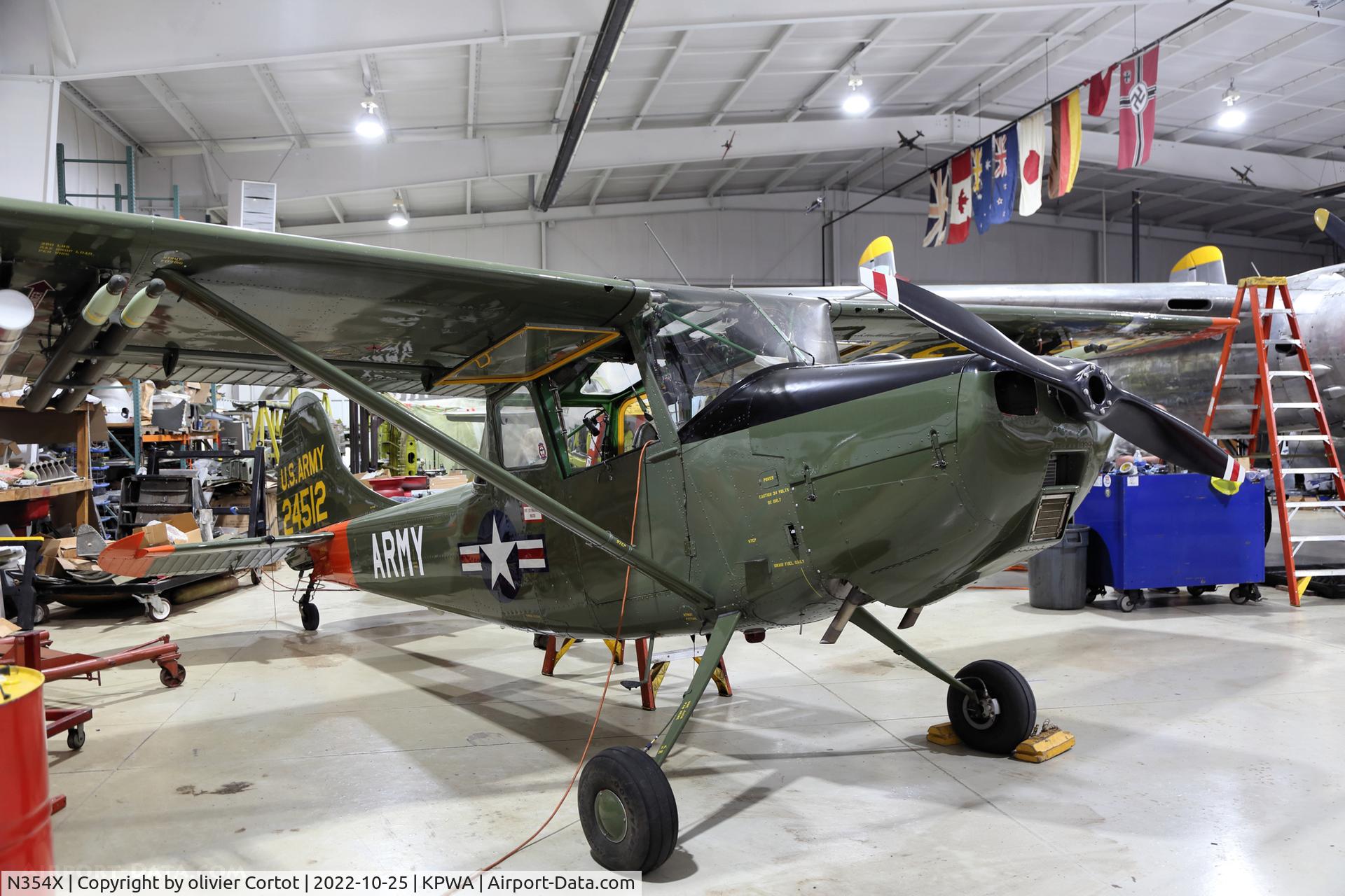 Aircraft N354X, 1957 Cessna L-19E Bird Dog, c/n 24512, 2022, at KPWA, photo by olivier Cortot