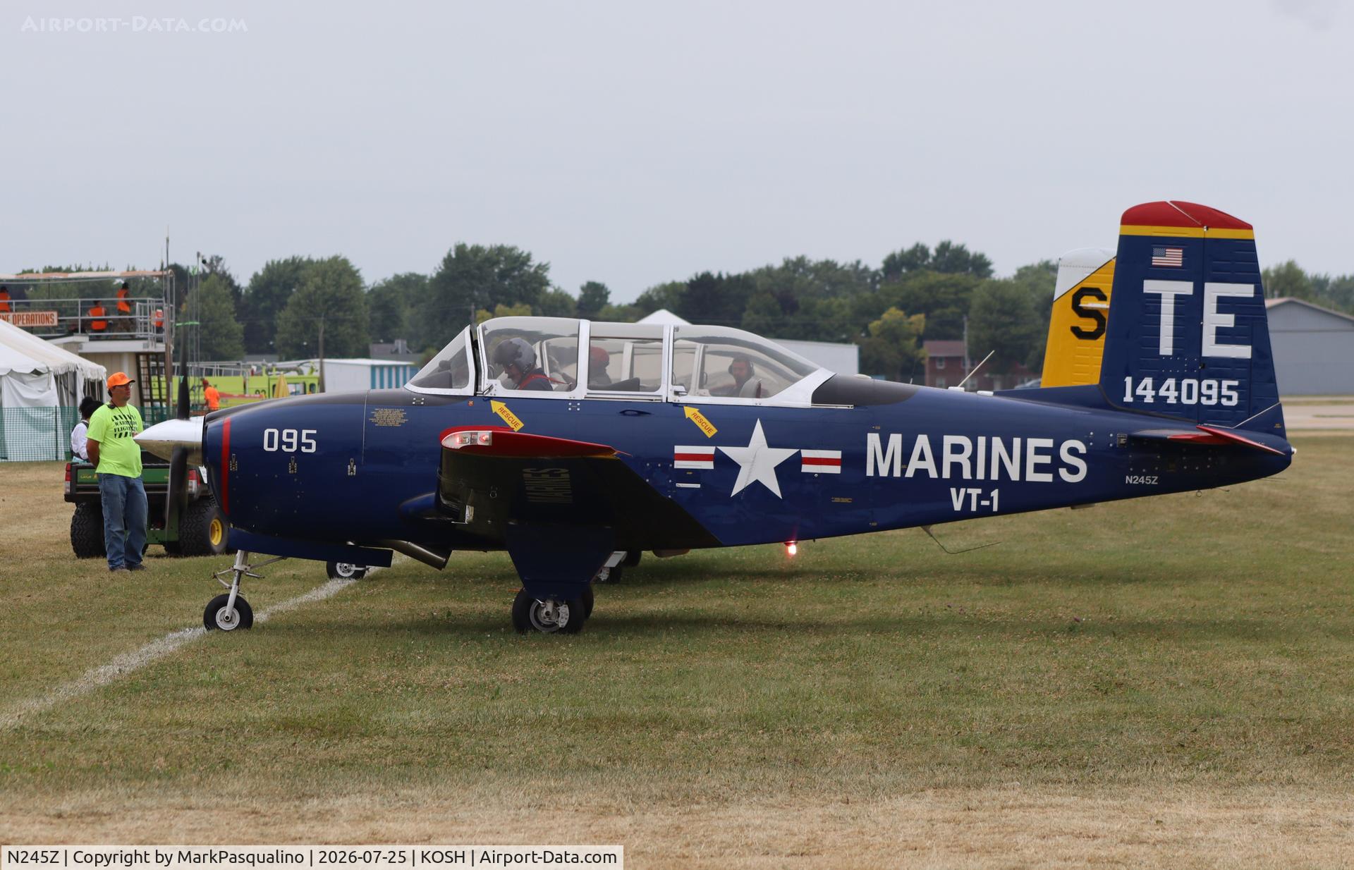 Aircraft N245Z, 1957 Beech T-34B, c/n 144095, Beech T-34B, at KOSH, photo by MarkPasqualino