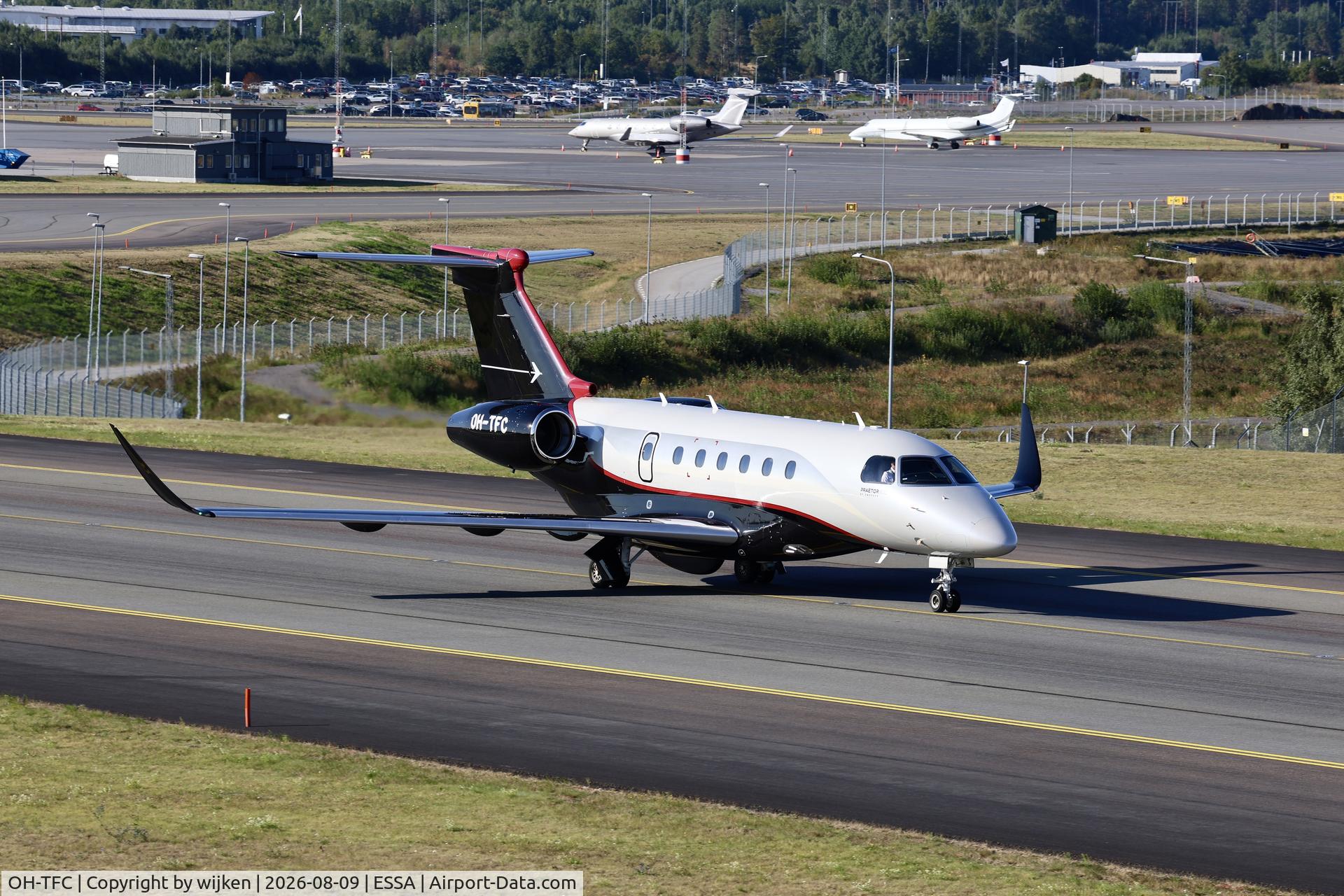 Aircraft OH-TFC, Embraer Praetor 600, c/n 55020173, Twy W, at ESSA, photo by wijken