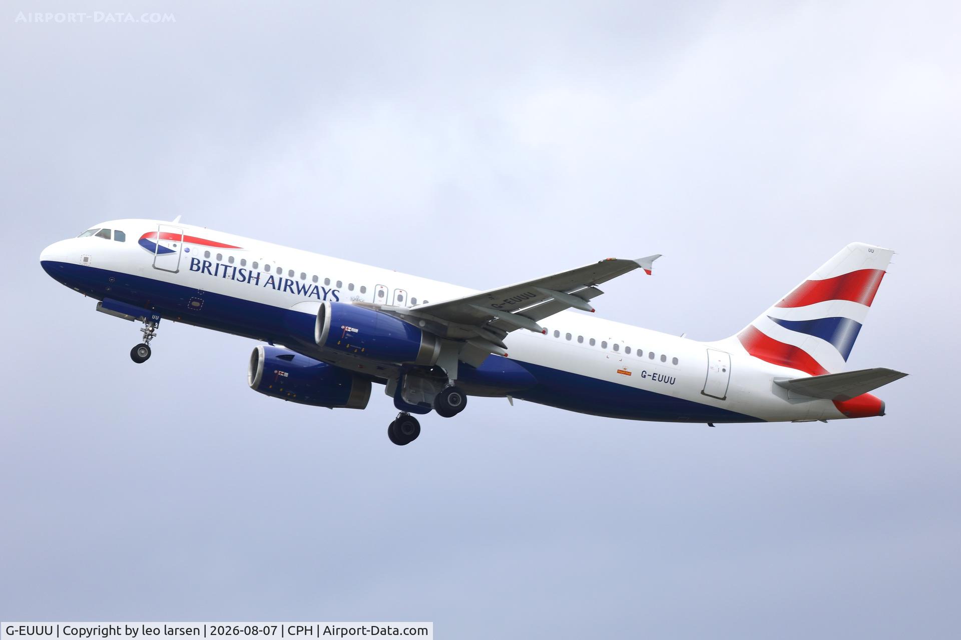 Aircraft G-EUUU, 2008 Airbus A320-232, c/n 3351, CVopenhagen 7.8.2026, at CPH, photo by leo larsen