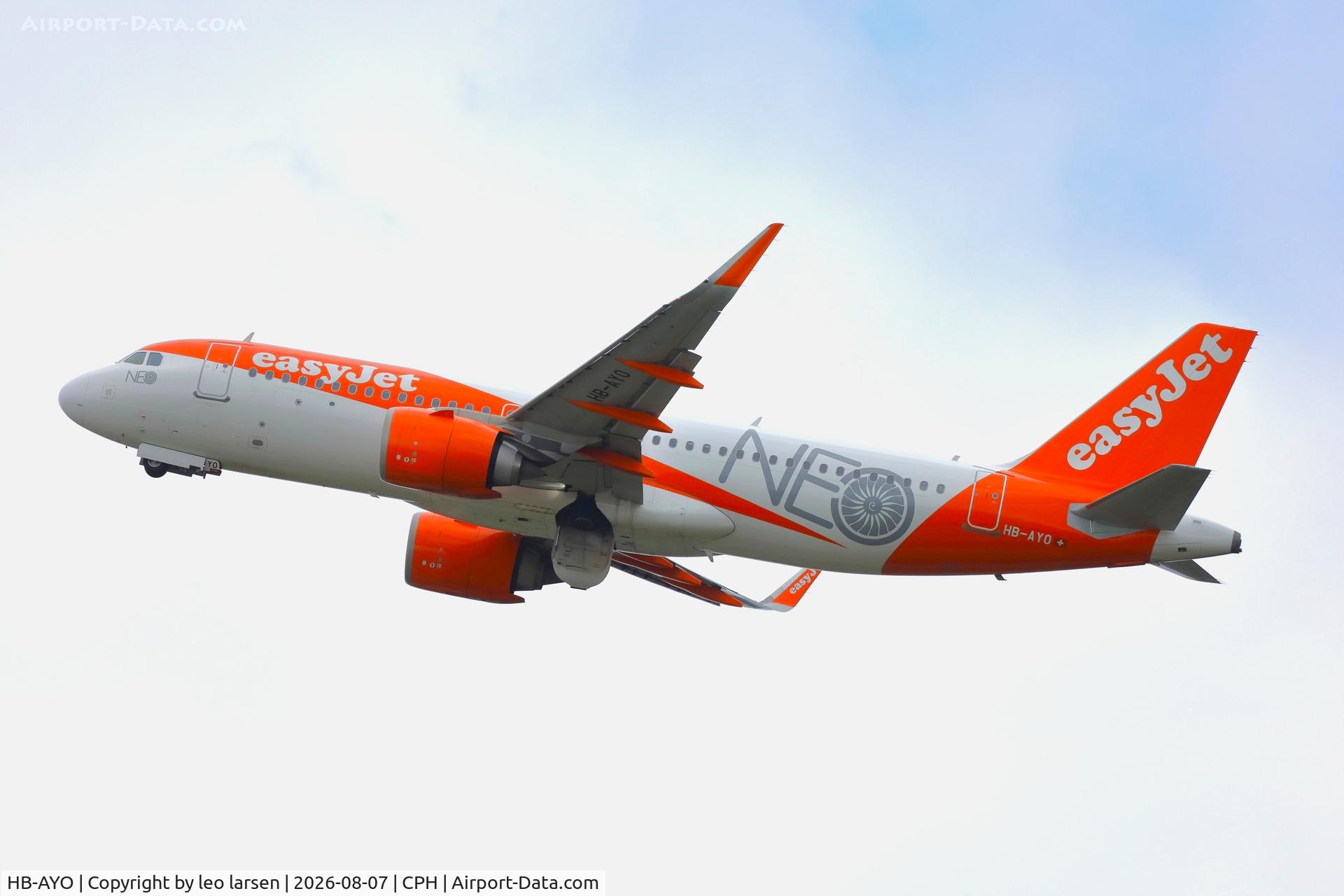 Aircraft HB-AYO, 2021 Airbus A320-251N, c/n 10118, Copenhagen 7.8.2026, at CPH, photo by leo larsen