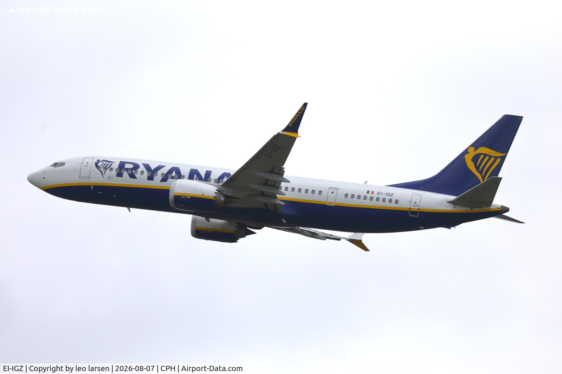 Aircraft EI-IGZ, 2023 Boeing 737-8-200 MAX, c/n 62354 l/n 8611, Copenhagen 7.8.2026, at CPH, photo by leo larsen