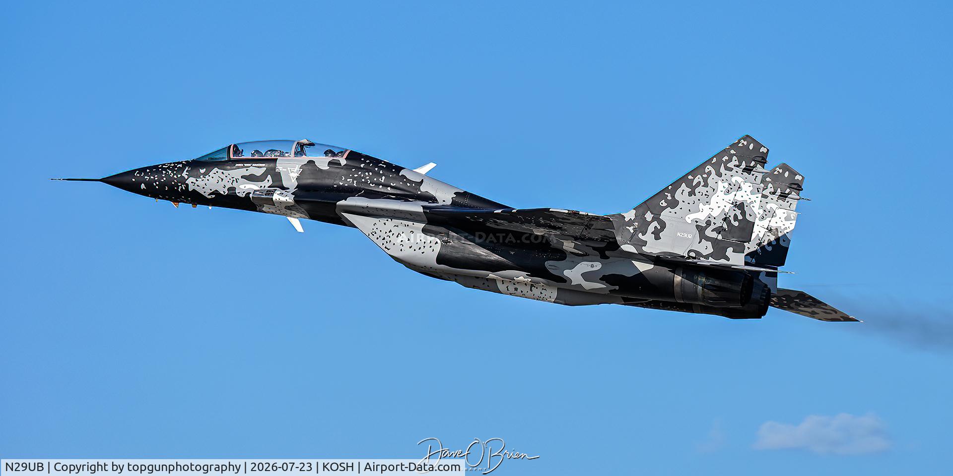 Aircraft N29UB, 1989 Mikoyan-Gurevich MiG-29UB, c/n 50903014896, Jared Isaacman's MIG-29, at KOSH, photo by topgunphotography