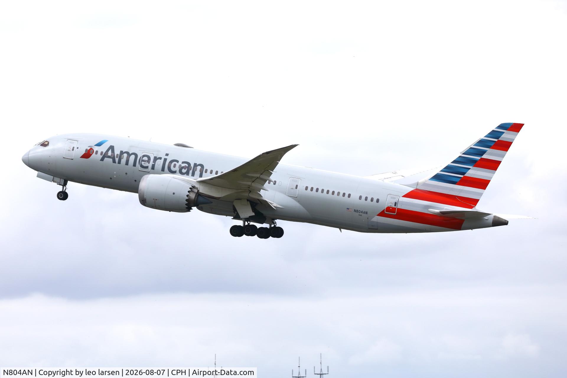 Aircraft N804AN, 2015 Boeing 787-8 Dreamliner, c/n 40622, Copenhagen 7.8.2026, at CPH, photo by leo larsen