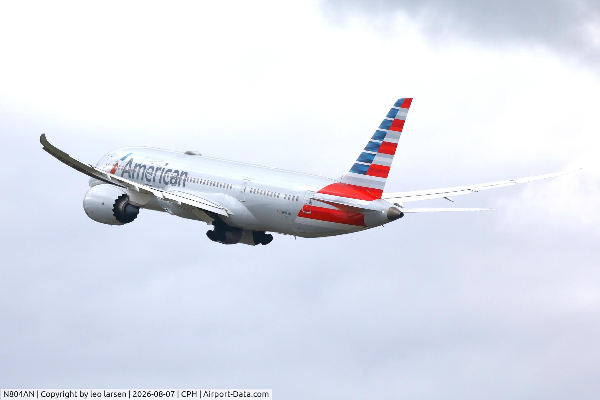 Aircraft N804AN, 2015 Boeing 787-8 Dreamliner, c/n 40622, Copenhagen 7.8.2026, at CPH, photo by leo larsen