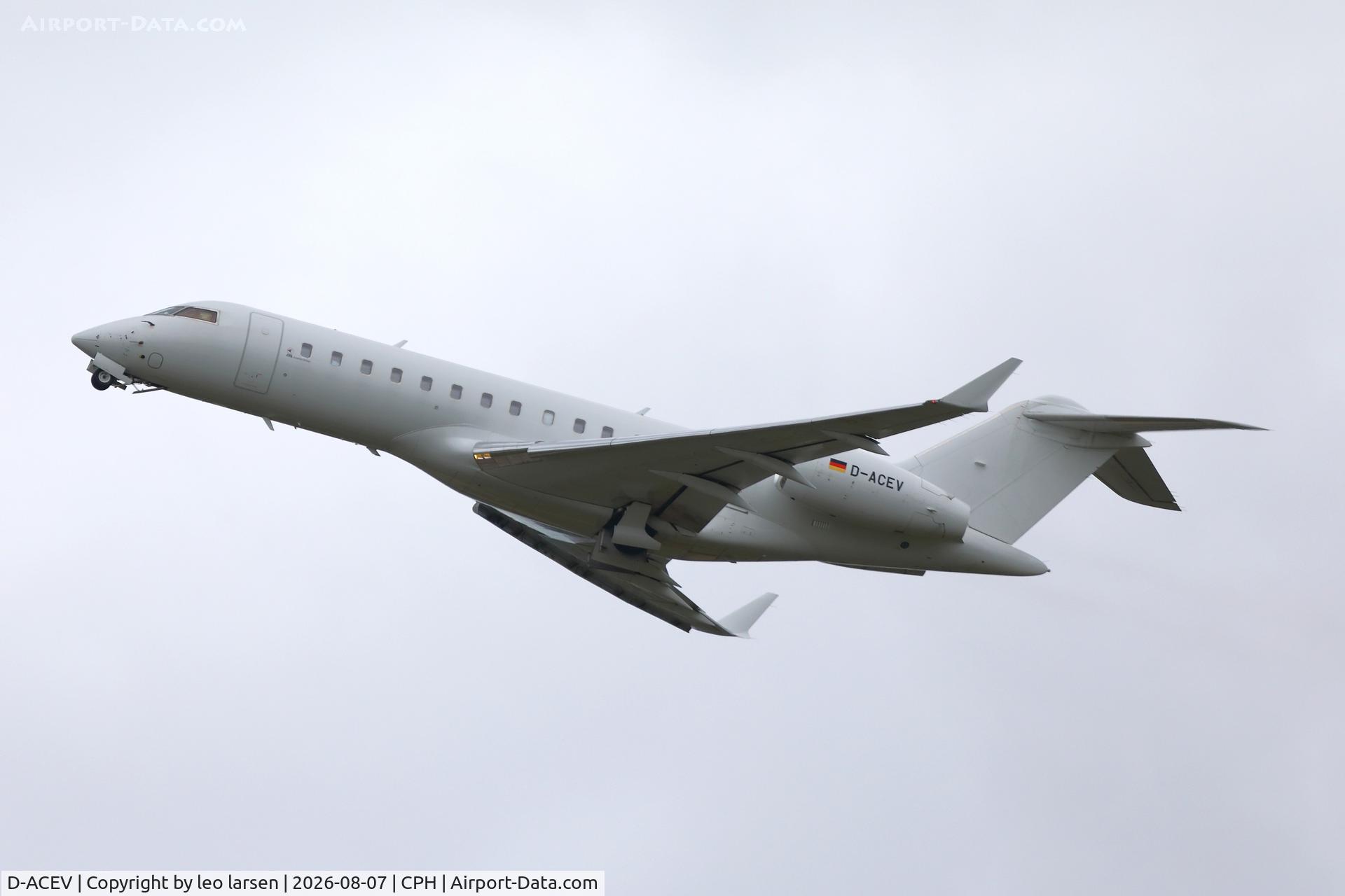 Aircraft D-ACEV, 2001 Bombardier BD-700-1A10 Global Express, c/n 9084, Copenhagen 7.8.2026, at CPH, photo by leo larsen