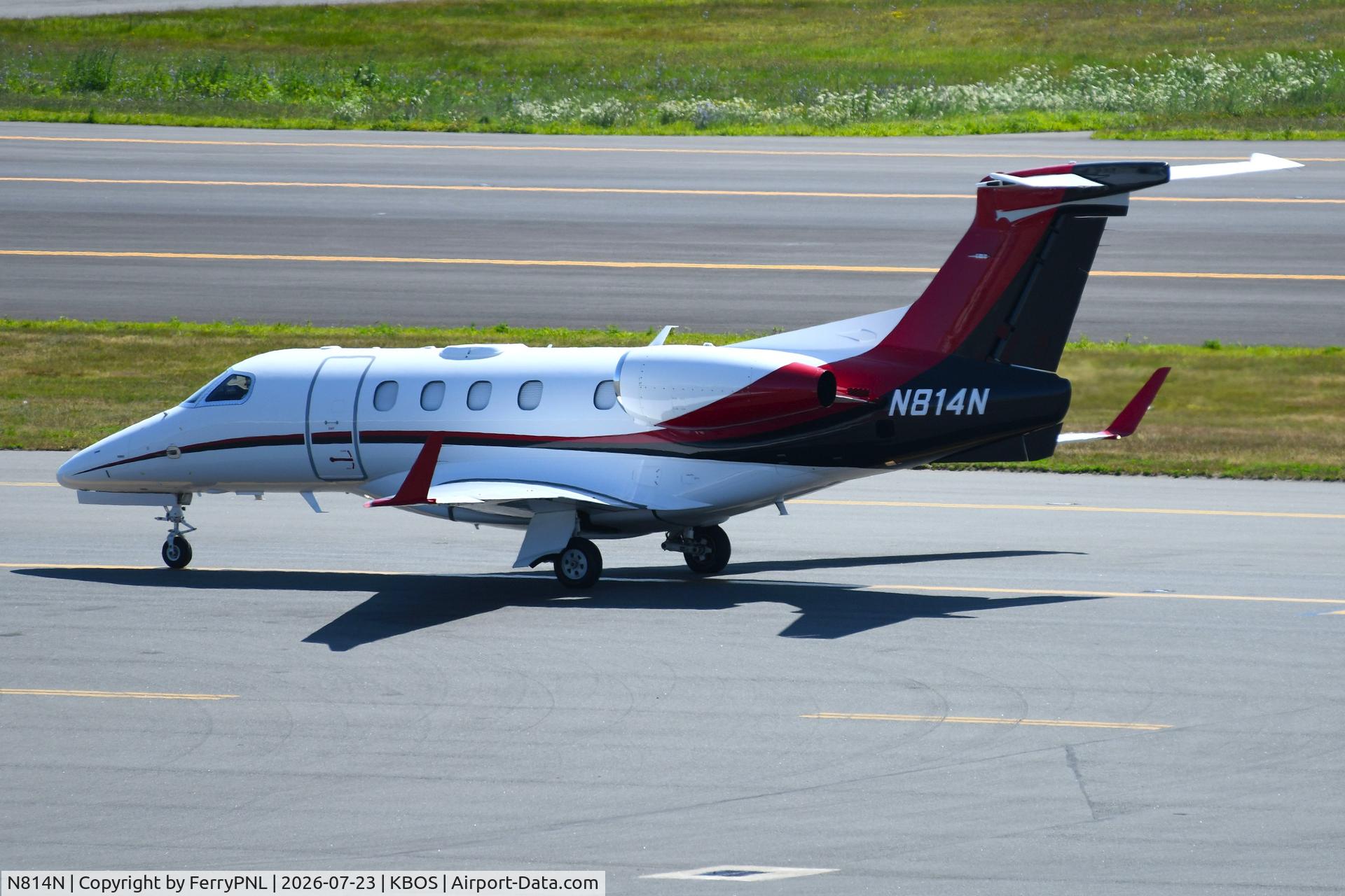 Aircraft N814N, 2018 Embraer EMB-505 Phenom 300, c/n 50500455, Nicholas Services LLC EMB505, at KBOS, photo by FerryPNL