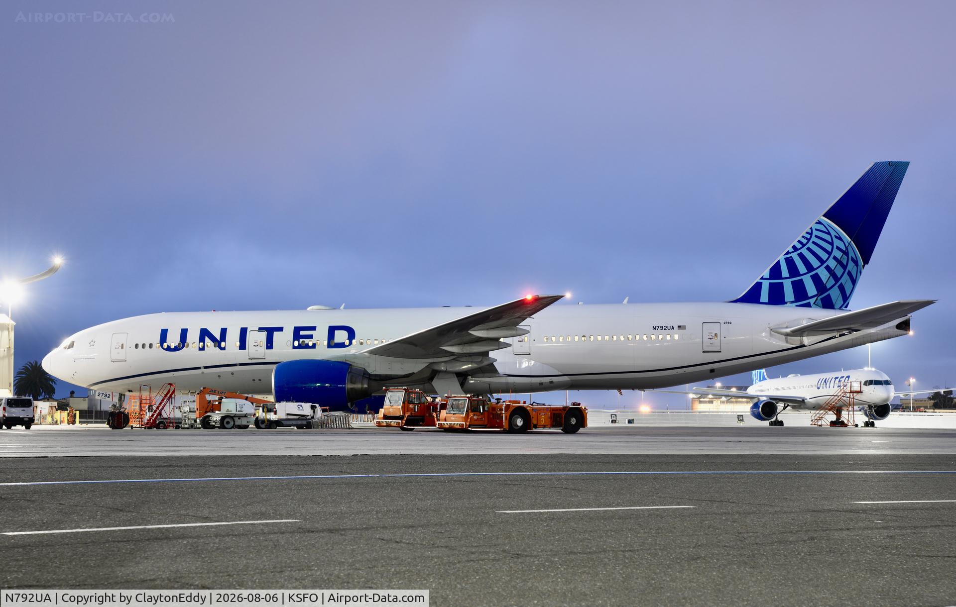 Aircraft N792UA, 1997 Boeing 777-222, c/n 26934, SFO 2026, at KSFO, photo by ClaytonEddy